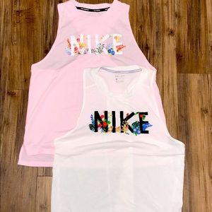 2 Nike tank tops! Very light floral design LRG